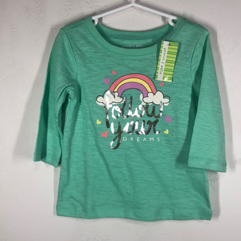 NWT Peanut & Ollie green rainbow tee size 4T